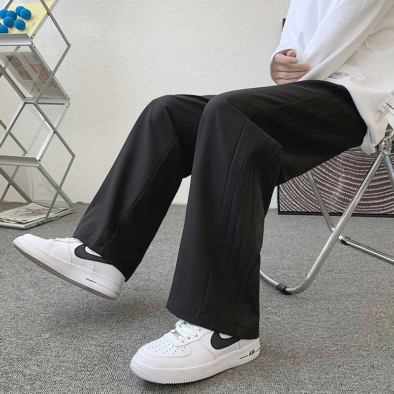 秋季个性织带拼接直筒休闲裤男宽松拖地长裤K2120P55控价68，男装休闲裤，电商A073