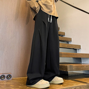 GENIOLAMODE美式渐变弯刀休闲裤子男士秋季新款宽松运动直筒长裤图片