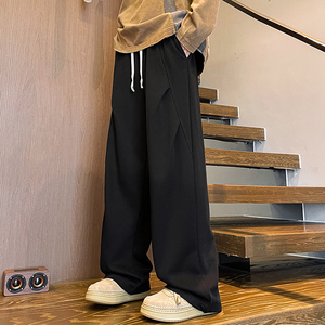 GENIOLAMODE美式渐变弯刀休闲裤子男士秋季新款宽松运动直筒长裤