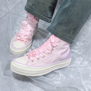 A09109C Converse匡威樱花粉1970S女子高帮丝带绒面休闲帆布鞋