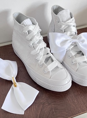 Converse匡威1970S白色丝绸蝴蝶结高帮女子休闲帆布鞋A07078C