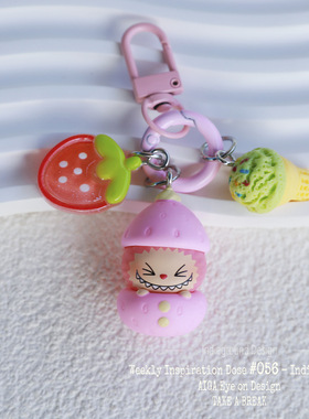 正版 POPBEAN草莓系列萌粒季节限定创意钥匙扣挂件