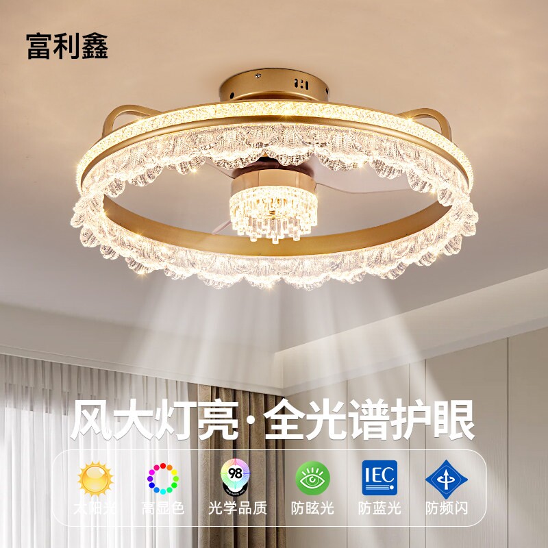 卧室风扇灯吸顶轻奢高级感现代简体吊扇灯约客厅大风力静音餐厅一
