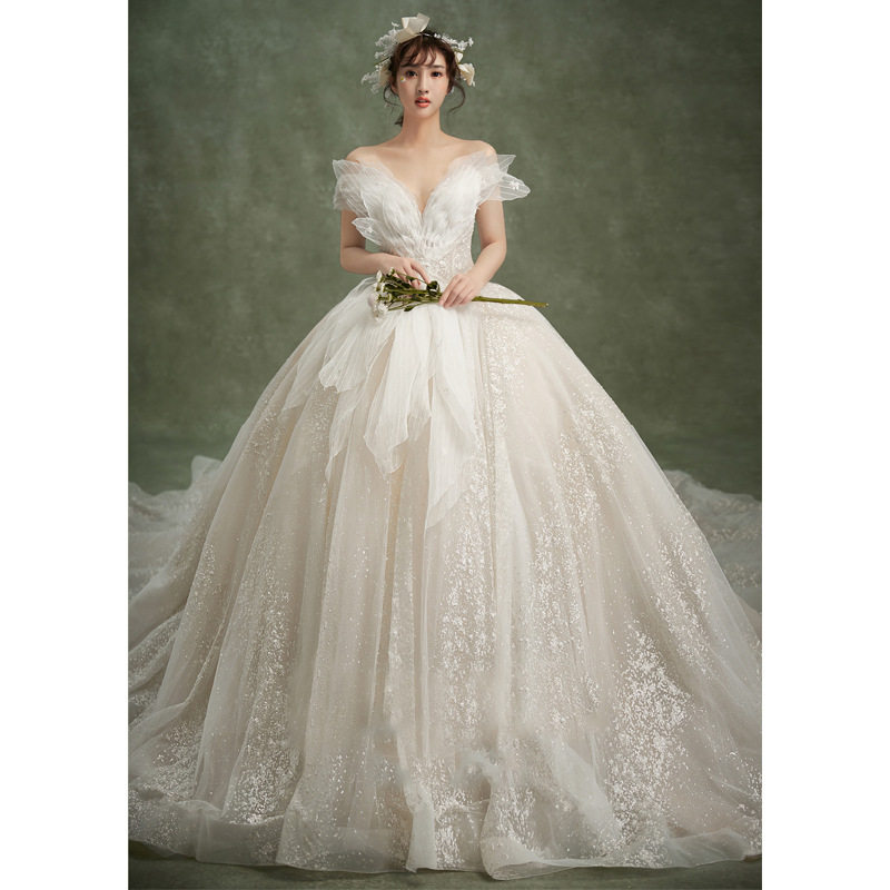 Sen family Ultra cents Dream Wedding dress full dress 2020 new pattern starry sky Tailing Wedding dress temperament bride Show thin V-neck Wedding dressin the Women's clothing/Boutique , Wedding/Cheongsam/Formal dress , Wedding  category - from Buy2taobao.com to provide professional Taobao agent buy service