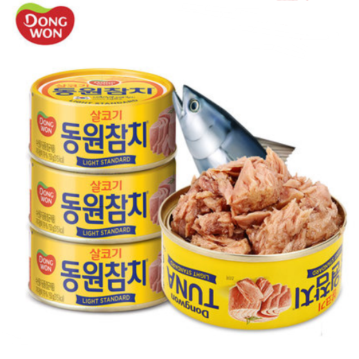 包邮韩国进口油浸金枪鱼罐头100g*3罐东远原味吞拿鱼海鲜即食