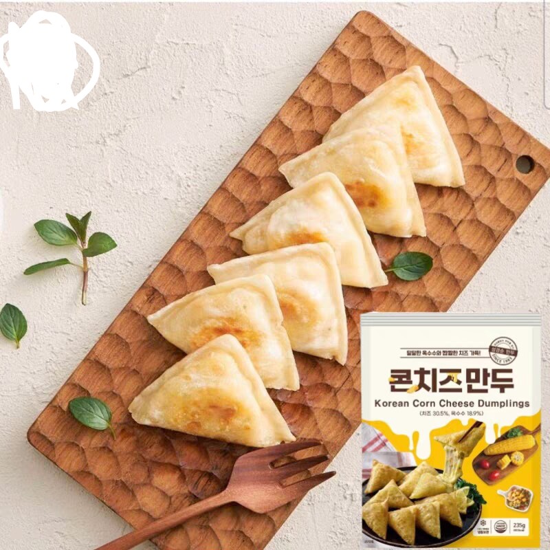包邮韩国玉米芝士煎饺海地村冷冻饺子素食韩式料理韩餐儿童进口