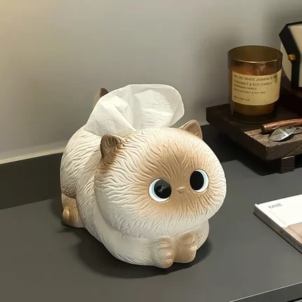 可爱暹罗猫纸巾盒客厅纸抽盒车载抽纸盒家用茶几摆件创意餐巾纸盒