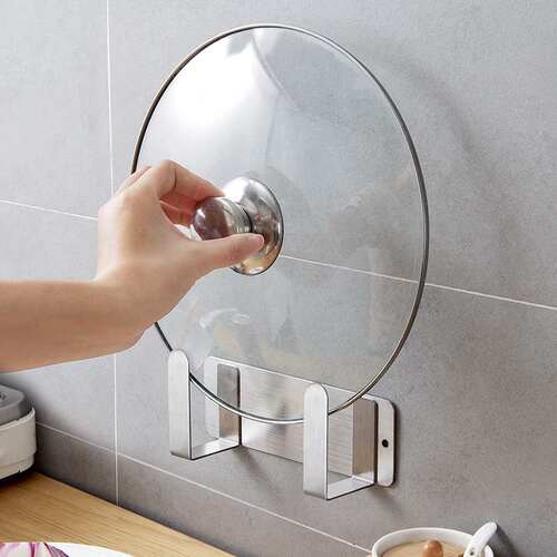 stainless steel pot cover rack household wall hanging shelf