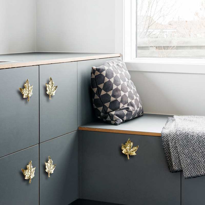 硕南 黄铜轻奢创意北欧复古铜枫叶装饰柜门衣柜抽屉拉手把手,基础建材,小拉手,淘宝优惠券,粉丝福利购,淘宝优惠卷