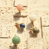 硕南儿童房天然石水晶黄铜拉手抽屉柜衣柜整体橱柜门简约单孔小圆