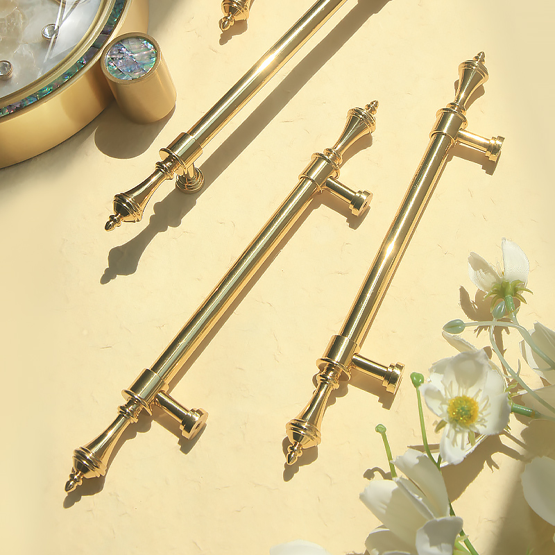 硕南黄铜柜门法式轻奢中古风拉手