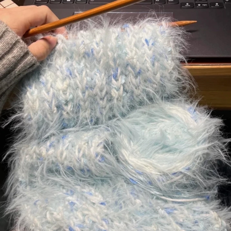 渐变围巾手工diy毛线自制材料包编织长毛手混线礼物棒针闺蜜