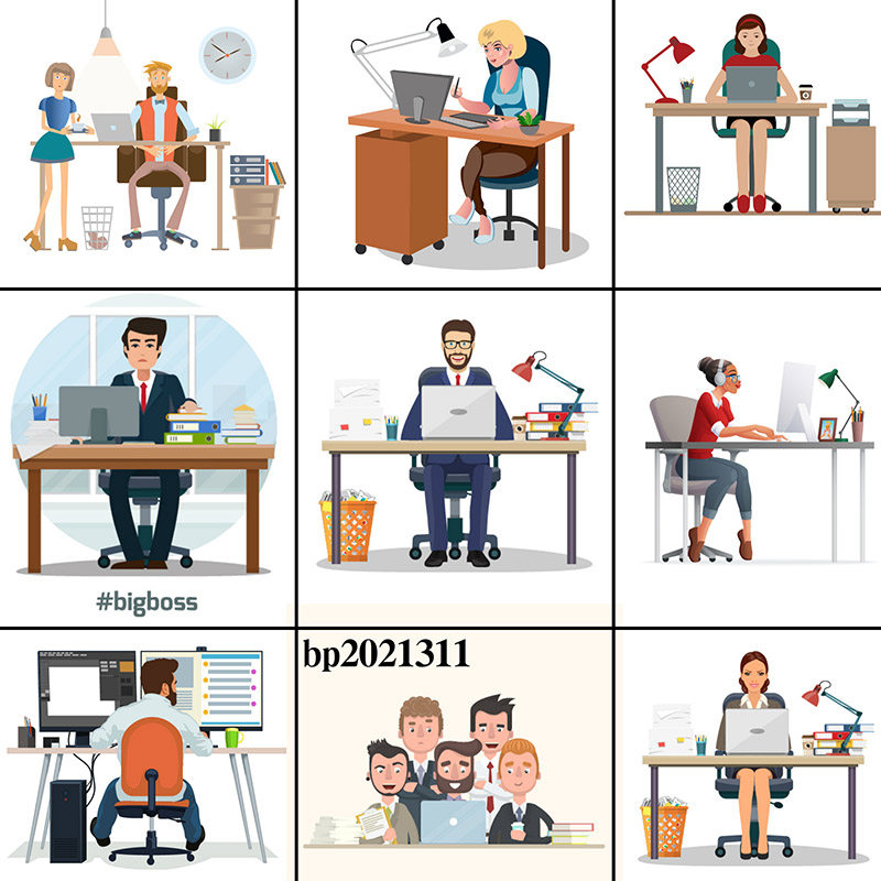 扁平办公人物an/flash/ai矢量素材mg动画素材eps卡通小人