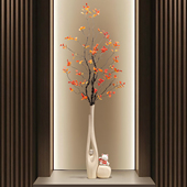 入户玄关细长窄陶瓷花瓶摆件客厅插花轻奢高档电视墙格栅柜装 饰品