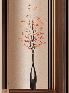 入户玄关柜长款细高花瓶意式极简侘寂风客厅插花器电视墙壁龛摆件