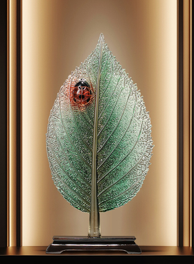 轻奢高档摆件高级工艺术树叶入户玄关客厅电视玻璃柜子壁龛装饰品
