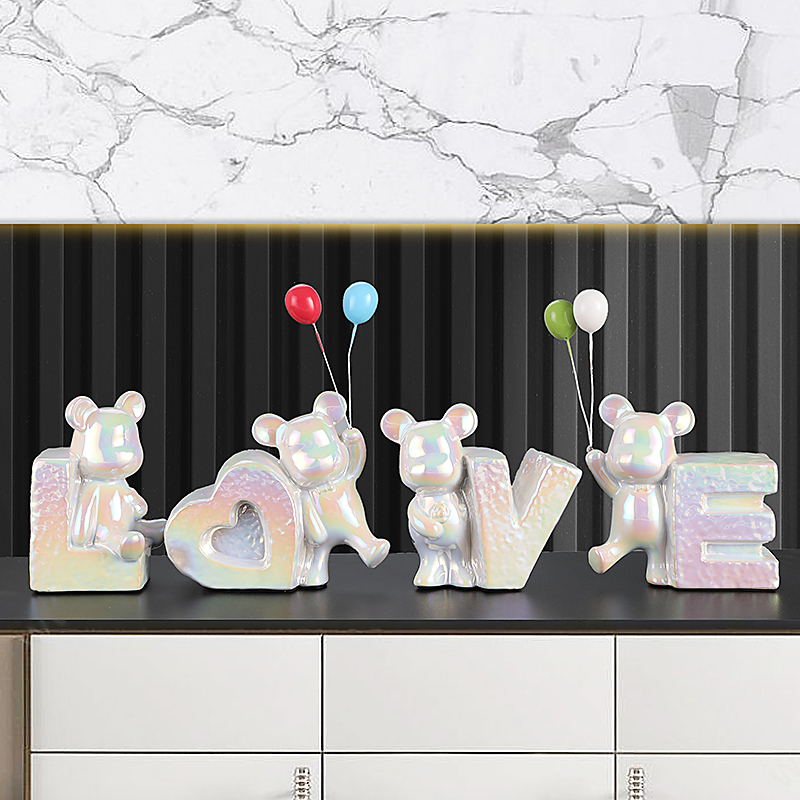 陶瓷轻奢高档一家四口小熊