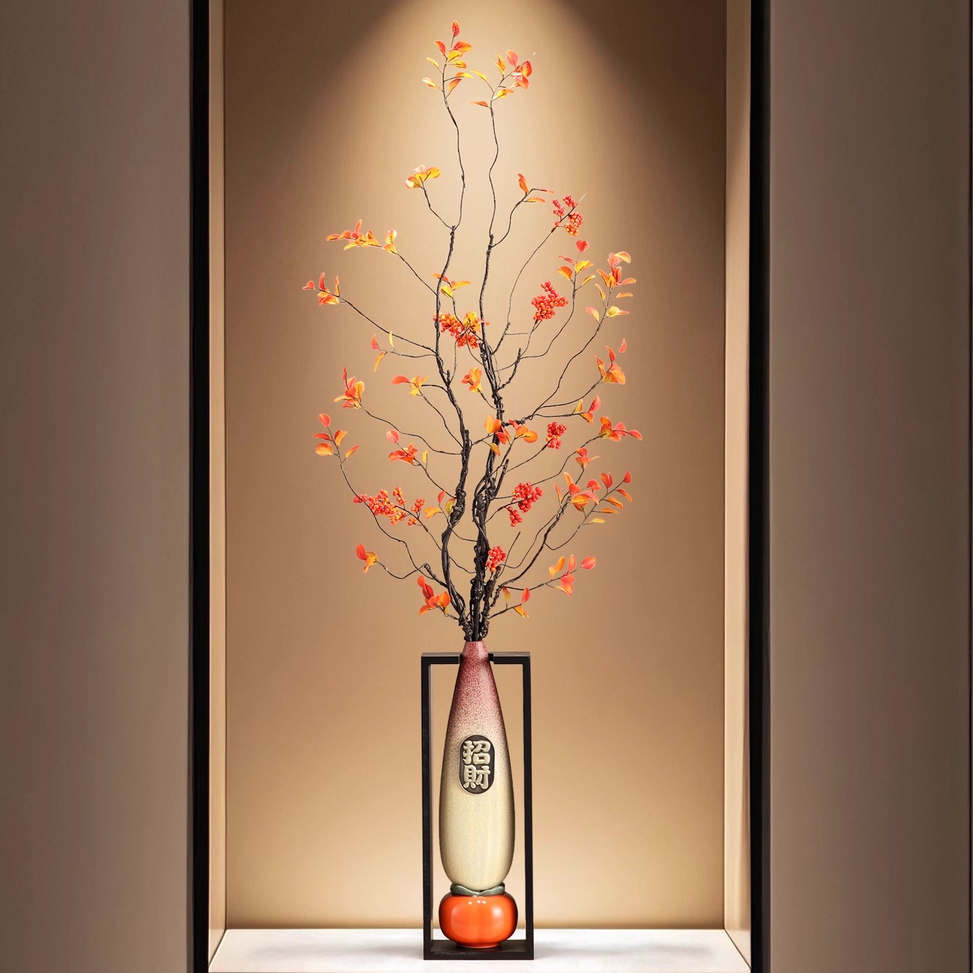 陶瓷花瓶柿柿如意细长高花瓶