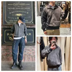 Original Factory Original Fabric R*L Heavy Washed Vintage High-Weight Terry Half-Zip Lapel Pure Cotton Sweatshirt Lushi053