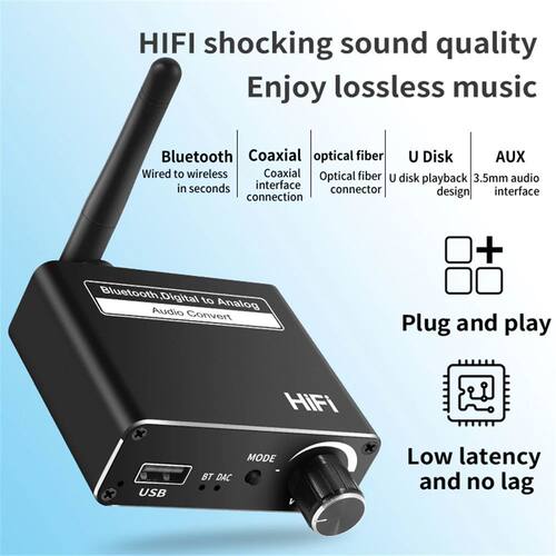 192kHz Digital To Analog DAC Converter Wireless Bluetooth 5.