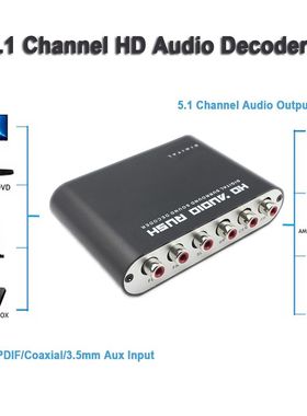 5.1 Ch Audio Audio Decoder To RCA DTS AC3 Optical Digital Am