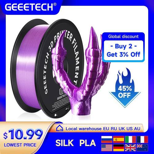 GEEETECH 3d Silk PLA Filament 1kg1.75mm Spool Wire For 3D Pr