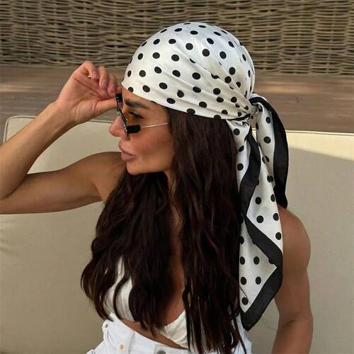 2026 Dot Print Square Scarf For Women Silk Shawl Neckerchief