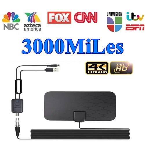8K Indoor 3000 Miles Digital HDTV Antenna TV Aerial With Amp