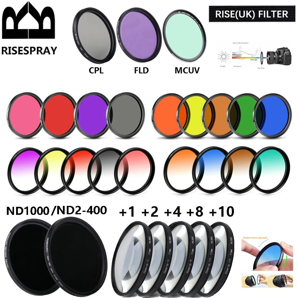 RISE(UK) UV FLD CPL ND2 ND4 ND4 Color Camera Lens Filter For
