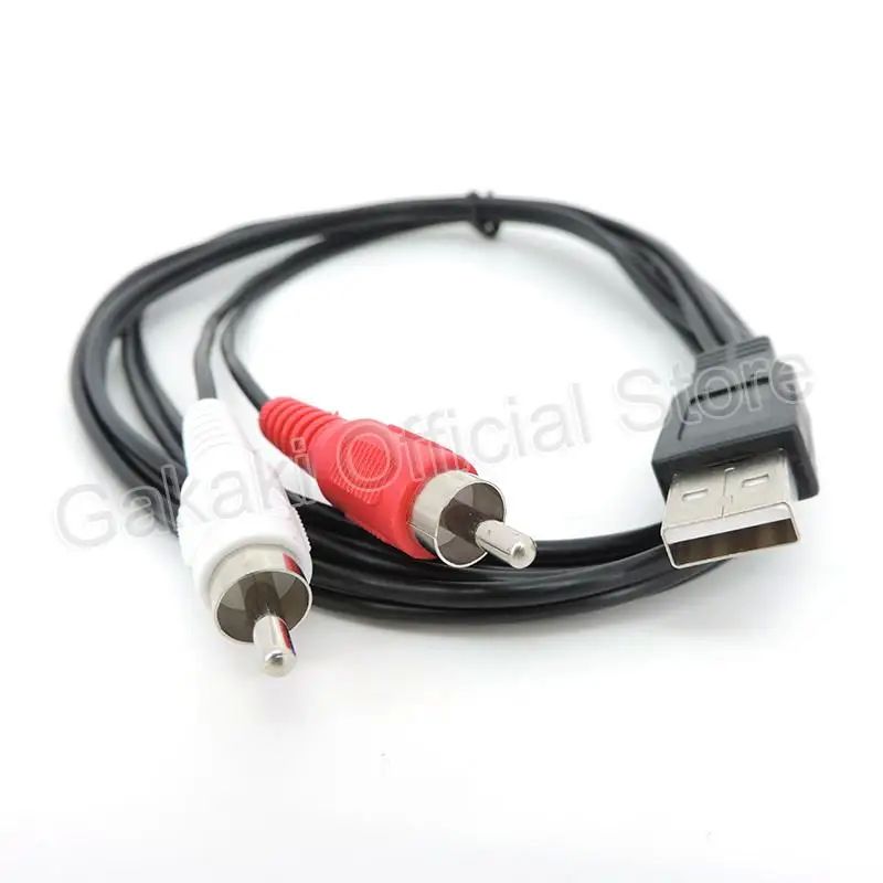 1.5M Wire USB A 2.0 Male To 2 Rca Male AV plug connector ada