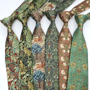 Men Ties Pattern Digital Forest Printed Elk Vintage Floral
