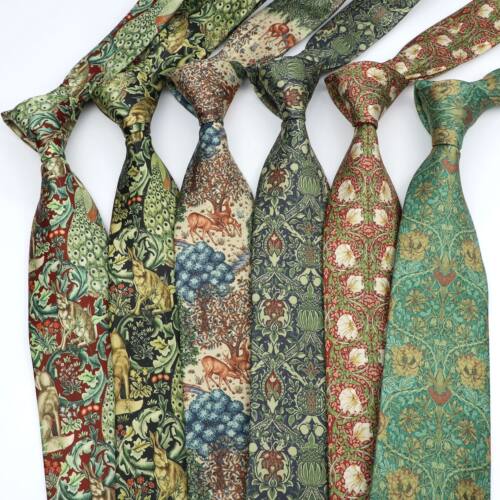 Vintage Digital Printed Men Ties Floral Elk Forest Pattern S