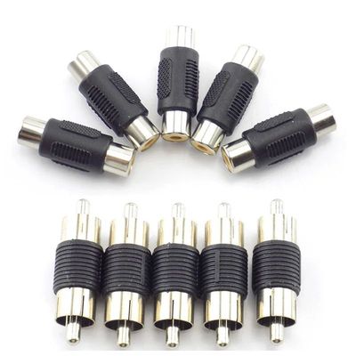 5pcs RCA Female to Female Jack Plug Connector Adapter Male t