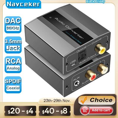 Navceker 96KHz Analog to Digital Audio Converter With RCA 3.