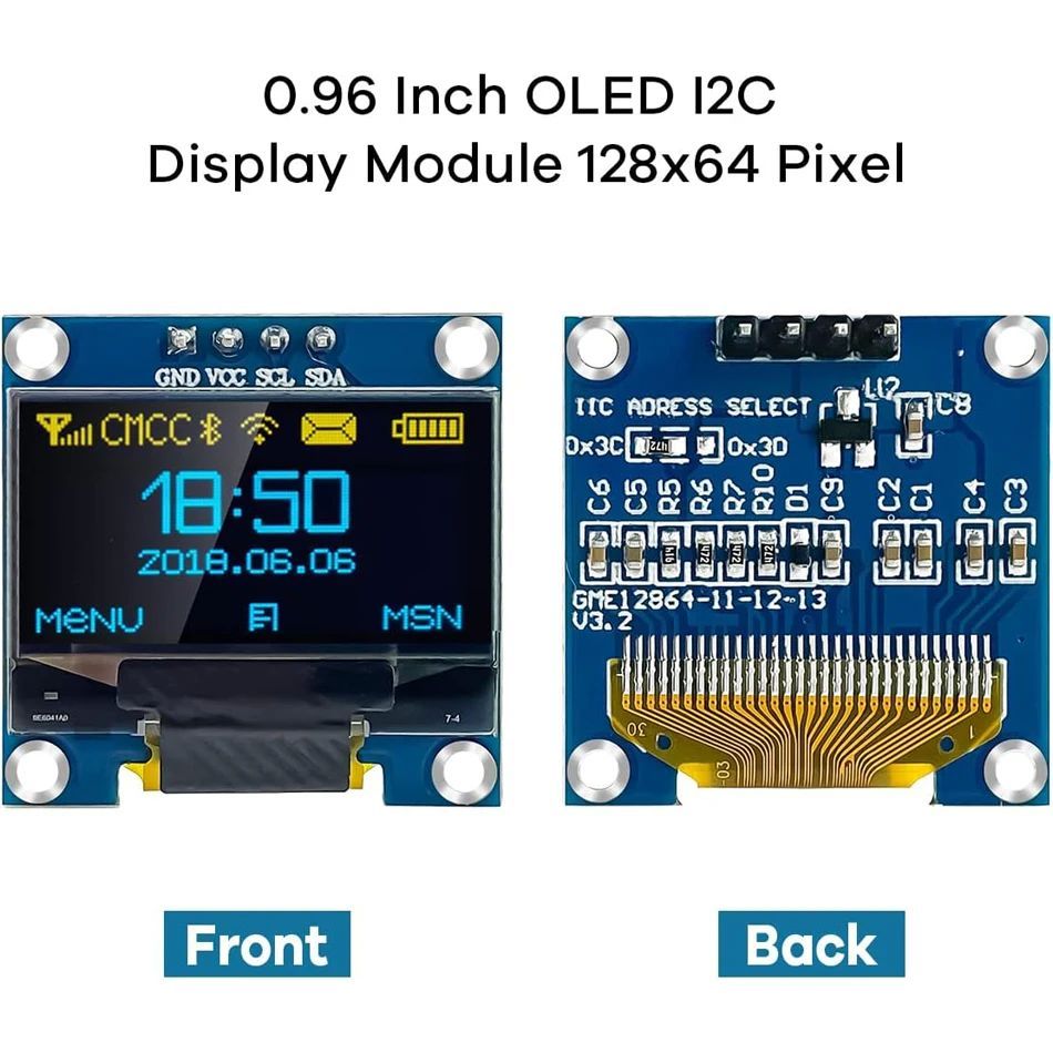 0.96 Inch blue yellow OLED I2C IIC Display Module 12864 128x