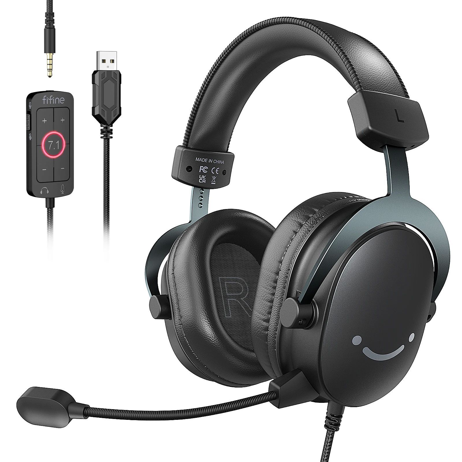 FIFINE Headset,3.5 mm jack&USB Headphone with 7.1 Surround S