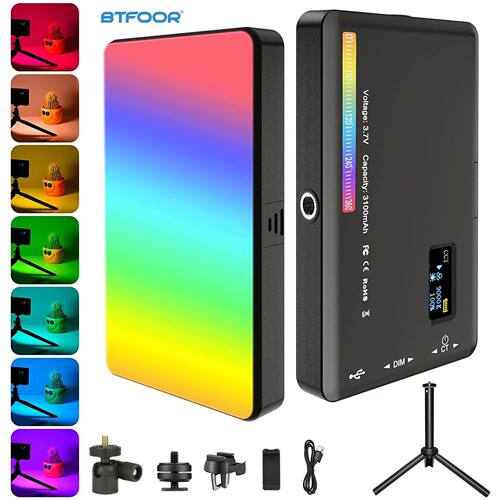 LED RGB Camera Light Full Color Output Video Light Kit Dimma