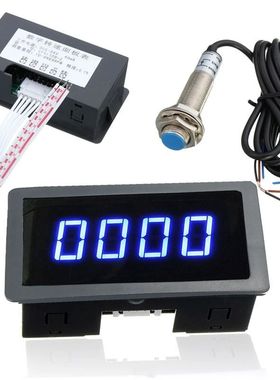 4 Digital LED Blue Green Tachometer Gauge RPM Speed Meter+Ha