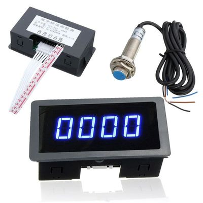4 Digital LED Blue Green Tachometer Gauge RPM Speed Meter+Ha