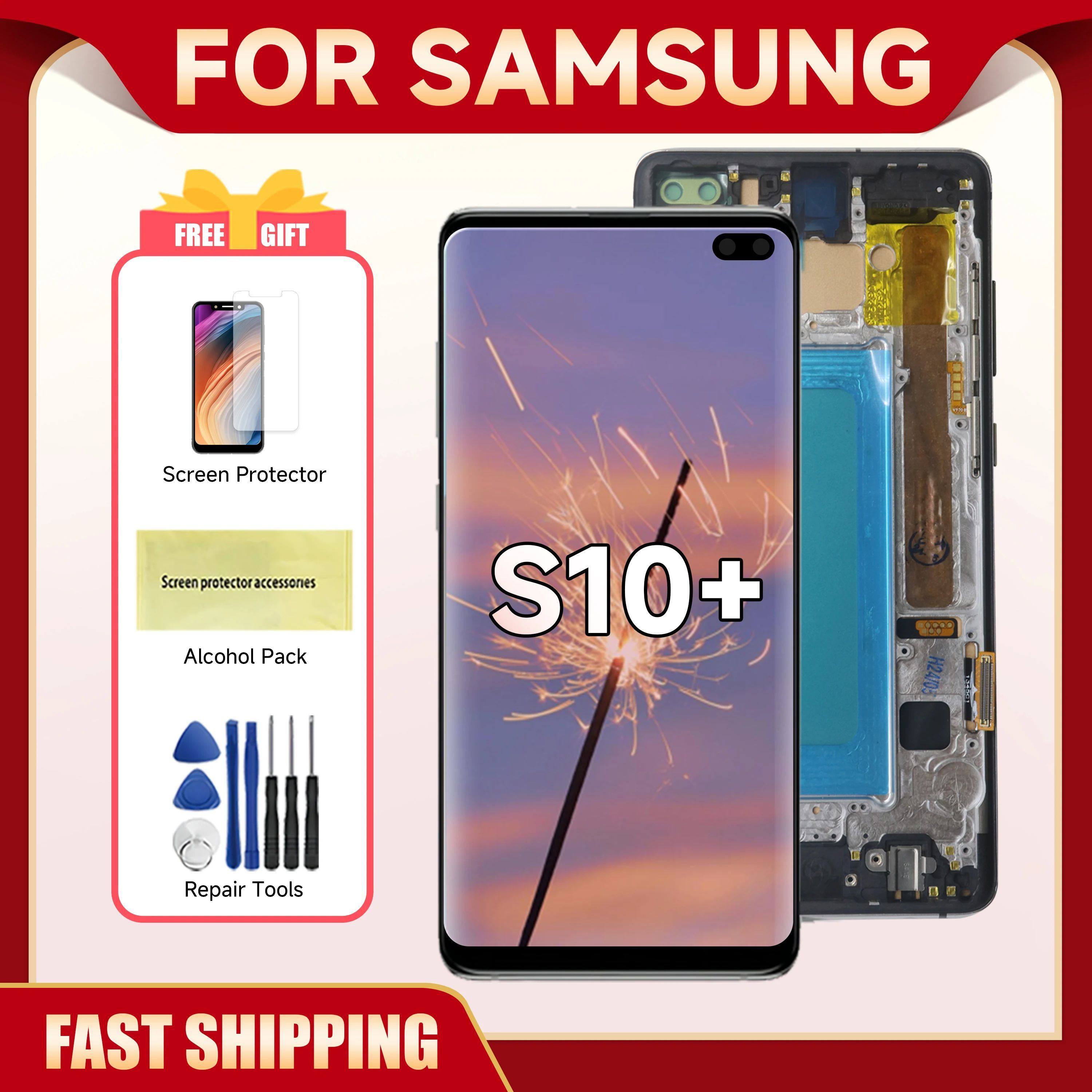 Tested S10 Plus LCD with frame for SAMSUNG S10+ G975 G975F/D