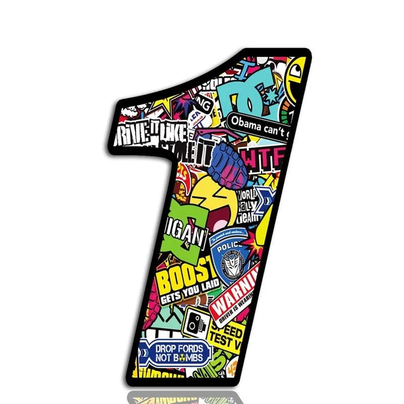 Car Sticker Exquisite Punk Digital Bomb Skull Decal Number 0