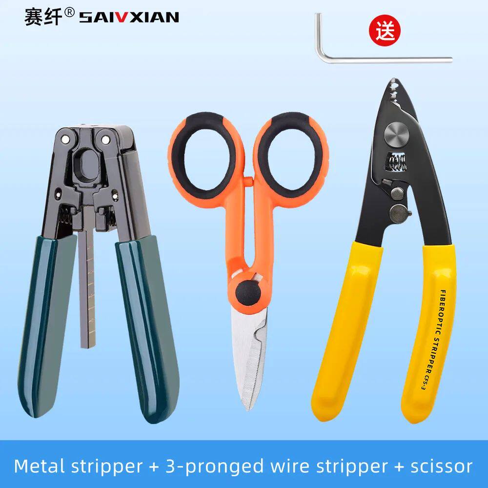SAIXIAN Three-port Fiber Optical Stripper Pliers Wire Stripp