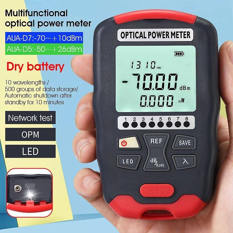 Handheld Mini Optical Power Meter AUA-D7/D5/DC7/DC5 OPM Fibe