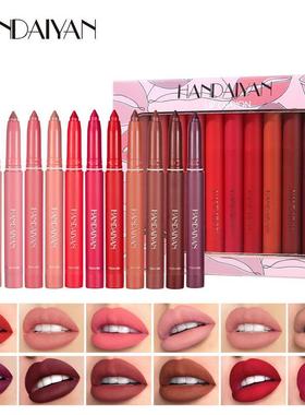 Matte Lipstick Pen Lip Liner Pencil Set Waterproof Lip Crayo