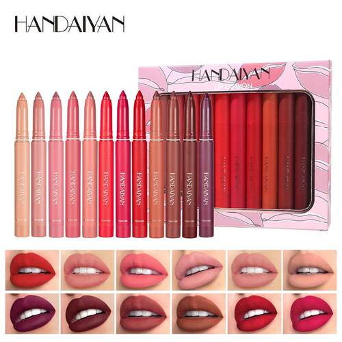 Matte Lipstick Pen Lip Liner Pencil Set Waterproof Lip Crayo