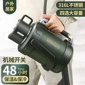 新款 316不锈钢保温壶大容量户外车载水壶旅行壶机械开关茶水分离