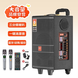 户外移动大功率家用重低音广场舞牙舞台音响大音量高档拉杆音箱蓝