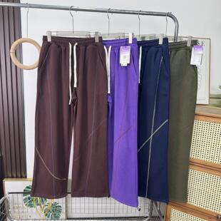 冬季情侣款苏哈线松紧高腰束脚直筒裤保暖摇粒绒休闲裤