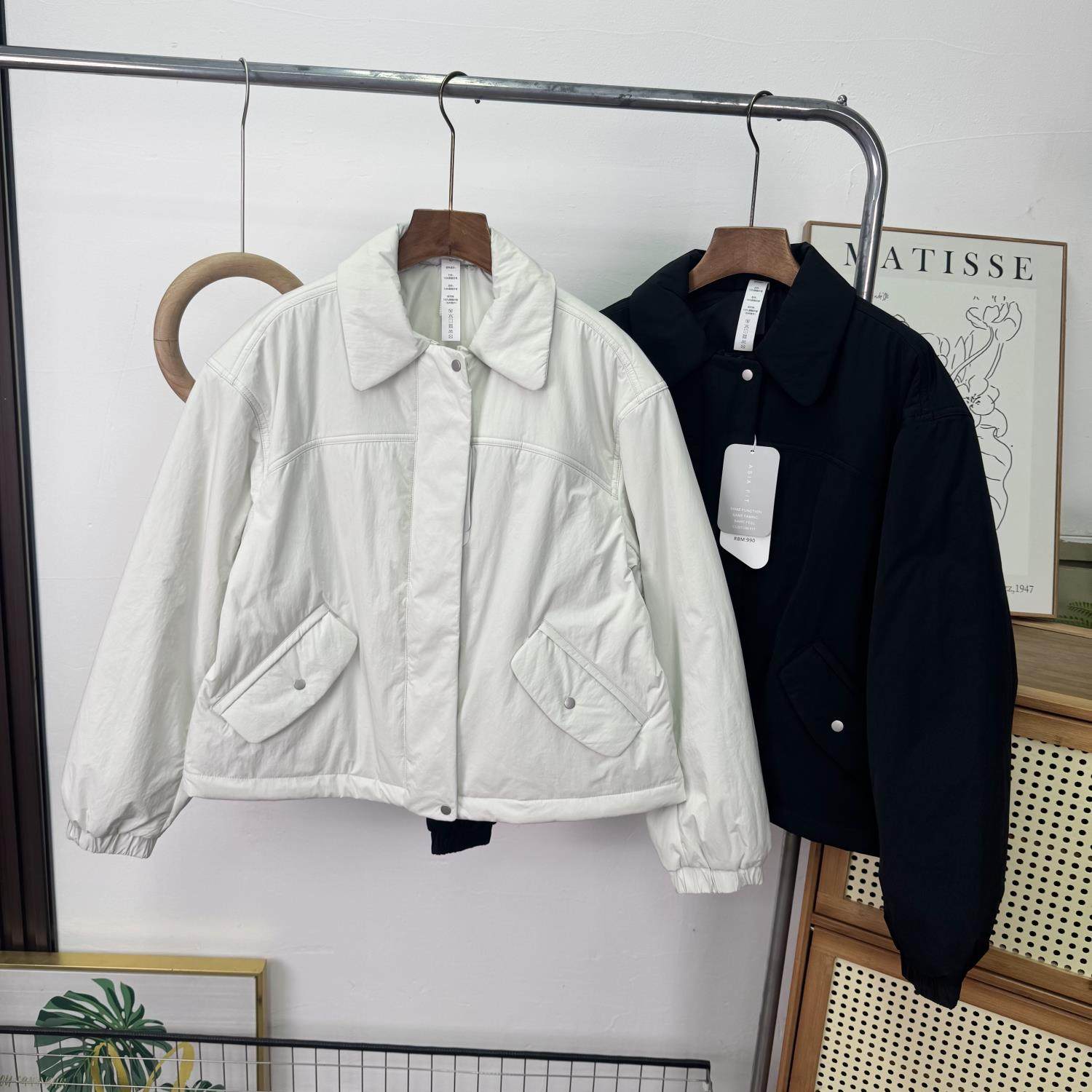 大厂订单！翻领软糯轻便科技面料可收口保暖夹棉夹克外套棉服女