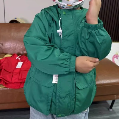 试衣间2024春秋季童装男童女童防水登山服夹克长袖连帽外套454361